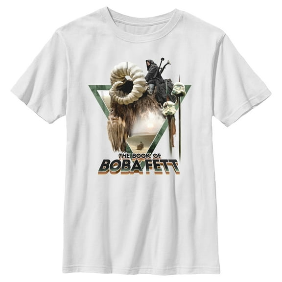 Boy's Star Wars: The Book of Boba Fett Bantha Ride Boba  Graphic Tee White Medium
