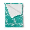 thumbnail image 2 of Fish Soft Flannel Fleece Blanket, Dolphins Starfishes and Seashells Floral and Animal Pattern Swirls Stalks Flowers, Cozy Plush for Indoor and Outdoor Use, 50" x 70", Turquoise White, by Ambesonne, 2 of 5