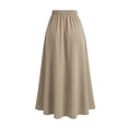 thumbnail image 2 of Elegant Maxi Skirts for Women with Pockets - Elastic Waist Long Skirts Khaki S, 2 of 10