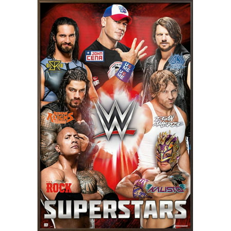 Wwe Superstars Framed Wrestling Poster Print The Rock John