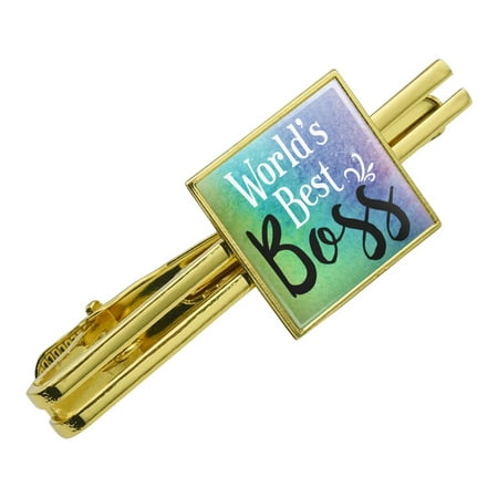 World's Best Boss Square Tie Bar Clip Clasp Tack- Silver or (Best Pusy In The World)