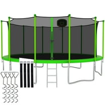 CITYLE 16 FT 1500 LBS Trampoline for Adults and 10 Kids, No Gap Design Heavy Duty Trampoline with Basketball Hoop, Outdoor Tramplines with Enclosure Net, 4 Wind Stakes