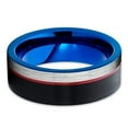 thumbnail image 4 of Silly Kings Blue Tungsten Ring - Red Ring - Mens Wedding Band - Black Ring - 8mm (9), 4 of 4