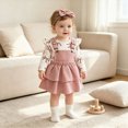 thumbnail image 5 of CAUYDY Newborn Gifts For Baby Girl Shower Outfit Ruffle Long Sleeve Romper Set 0 3 6 9 12 18 Months Preemie Clothing Fall Winter Pink Sizes 9-12 Months, 5 of 7