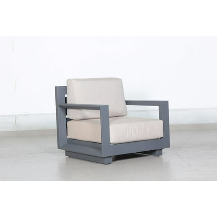 Paris Club Chair Gray Aluminum Frame in Taupe Cushion