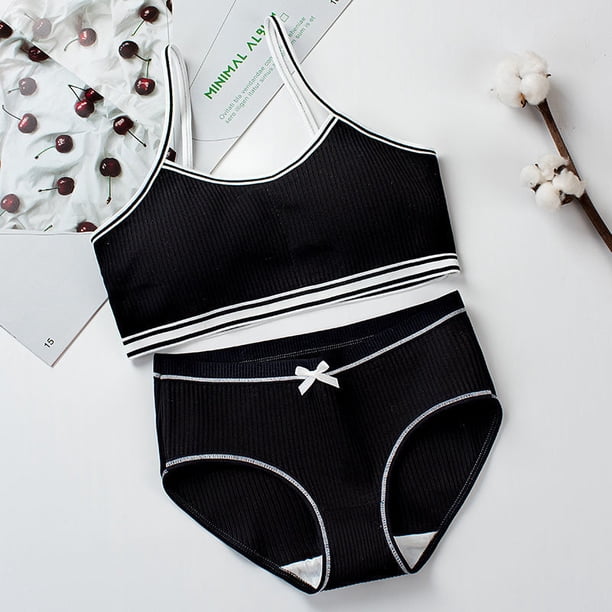 Girls Training Bras Panties Kids Cotton Underwear Sets Teens Students Bra Vest and Panties Wireless Girls Sports Bra 8-16YLavender11 He Qiyong unisex