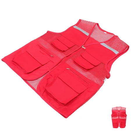 Safety Vest Reflective Construction Worker Waistcoats for Men Tank Top Breathable Riding Red Uniforms Fishing Net Xl