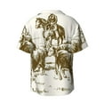 thumbnail image 6 of Lsque Cattle Drive By Two Cowboys print Men's Cuban Collar Short Sleeve Shirt Summer Beachwear Casual Button Down Fashionable Vacation Leisure Shirt-3X-Large, 6 of 7