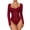 Burgundy, variant on Women Long Sleeve Sheer Mesh Bodysuit, Sexy Black Lace Underwire Shapewear, Perspective See Through Lingerie Hourglass Figure Shaping Jumpsuit