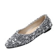 thumbnail image 2 of Women's Rhinestone Flats Elegant Glitter Ballet Flats Dress Pearl Wedding Shoes Pointed Toe Slip On Loafers for Women, 36, 2 of 9