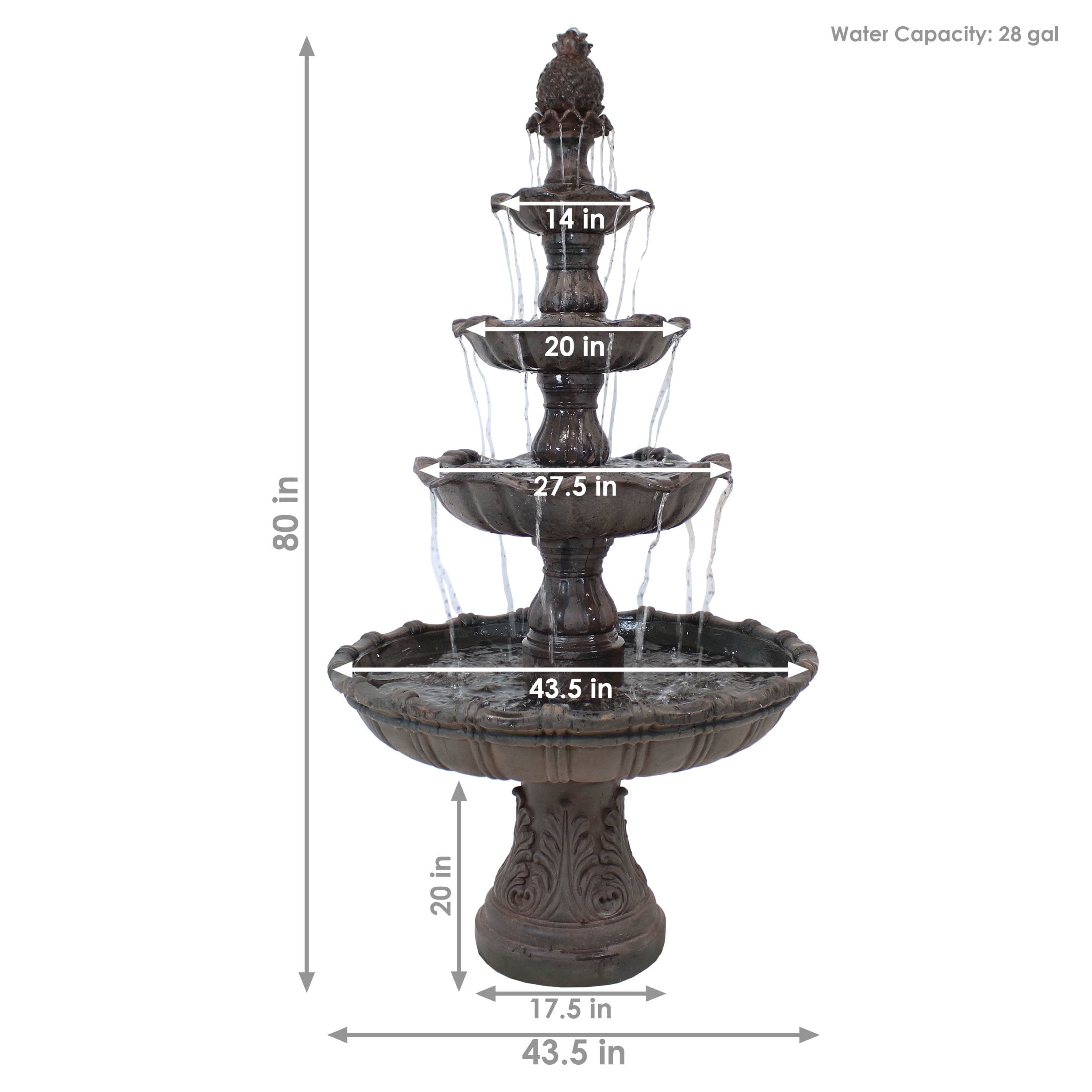 Sunnydaze Grand Courtyard 4-Tier 80