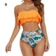 thumbnail image 5 of Toystoory Conjunto de traje de baño dividido para mujer, traje de baño con volantes acolchados en el pecho y tirantes Chinlon, ropa interior estampada a Deportes acuáticos Naranja S Toystoory OD021142-06, 5 of 6