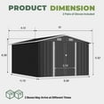 thumbnail image 2 of BaPiPro 10 x 12ft Metal Outdoor Storage Shed, Tool Shed with Lockable Door & Sloped Roof for Backyard & Patio, Black, 2 of 7