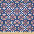 thumbnail image 2 of Ambesonne Retro Fabric by the Yard Microfiber, Nostalgic Floral Petals, 10 Yards, Indigo Cora White, 2 of 2