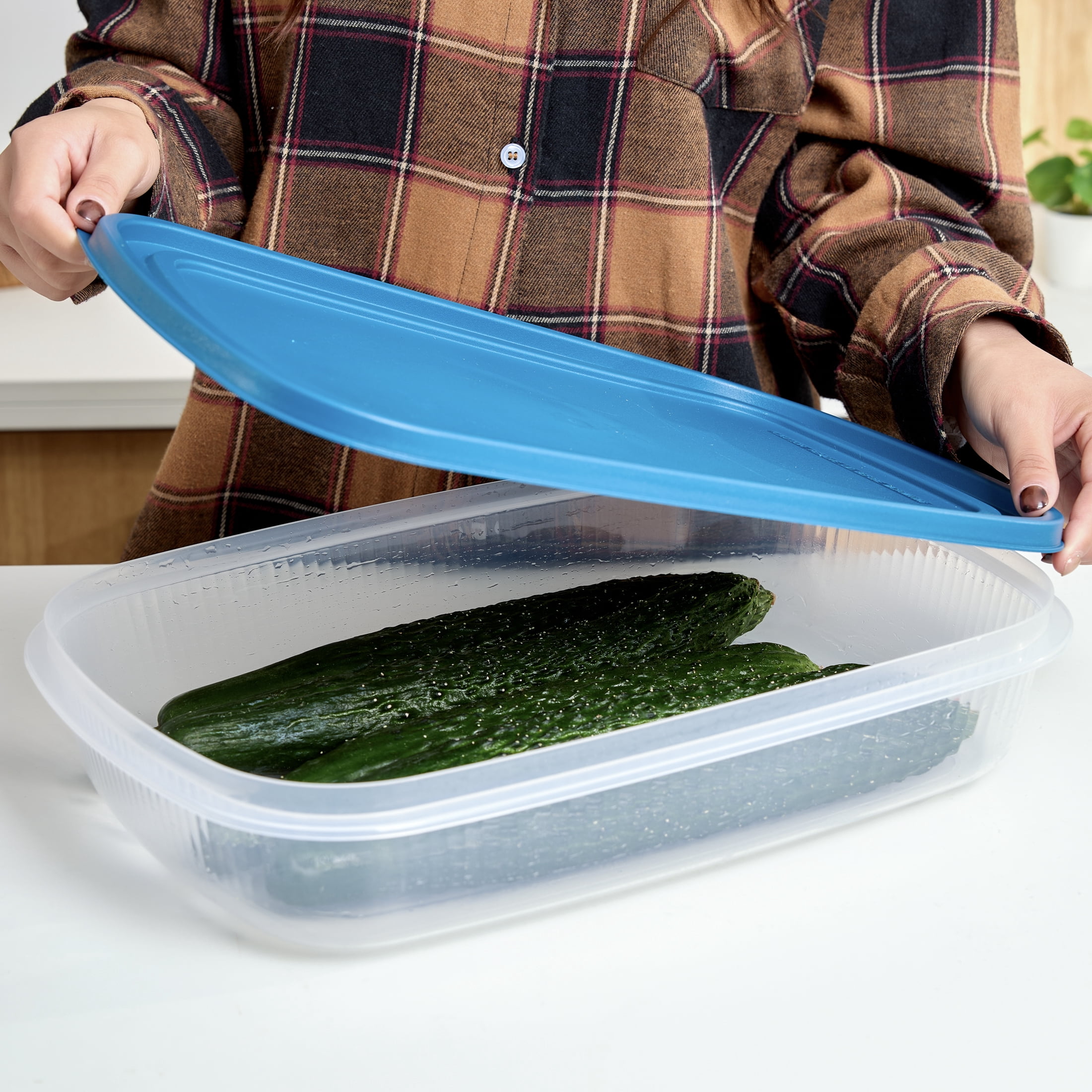 (2 pack) Mainstays Reusable Food Storage Containers, Large Rectangle, Plastic, 2 Pack – 2 Containers with Lids, 1.5 Gallons,Ideal for Meal Planning