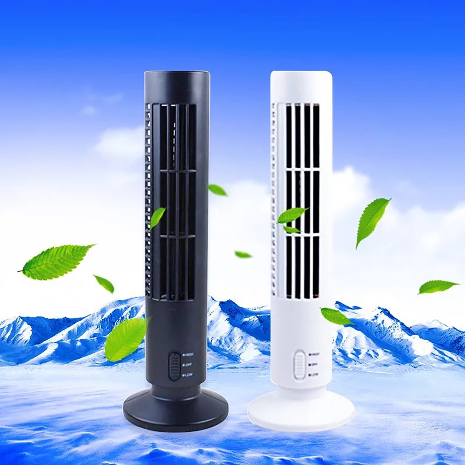 WRKEKC Tower Fan, 15.0x3.9 Inch Fan for Bedroom, New Ventilador De Aire Frio, 2 Speeds Modes, Low Noise Operation USB Tower Fans that Blow Cold Air for Home Living Room Office Black