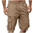 thumbnail image 7 of HCNTES Men’s Short Elastic Waist Drawstring Cargo Summer Flat Shorts(Khaki,3XL), 7 of 7