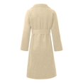 thumbnail image 5 of Womens Long Pea Coat Notch Lapel Trench Coat Winter Long Jacket with Belt Color: Beige Size: L, 5 of 5