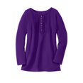 thumbnail image 2 of Woman Within Plus Size Waffle Thermal Lace Bib Henley Tee, 2 of 6