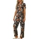 thumbnail image 4 of Conjunto de pijama de satén para mujer INSPIRE CHIC, top de manga corta y pantalones, 2 piezas, pijamas XL negro-naranja, 4 of 5