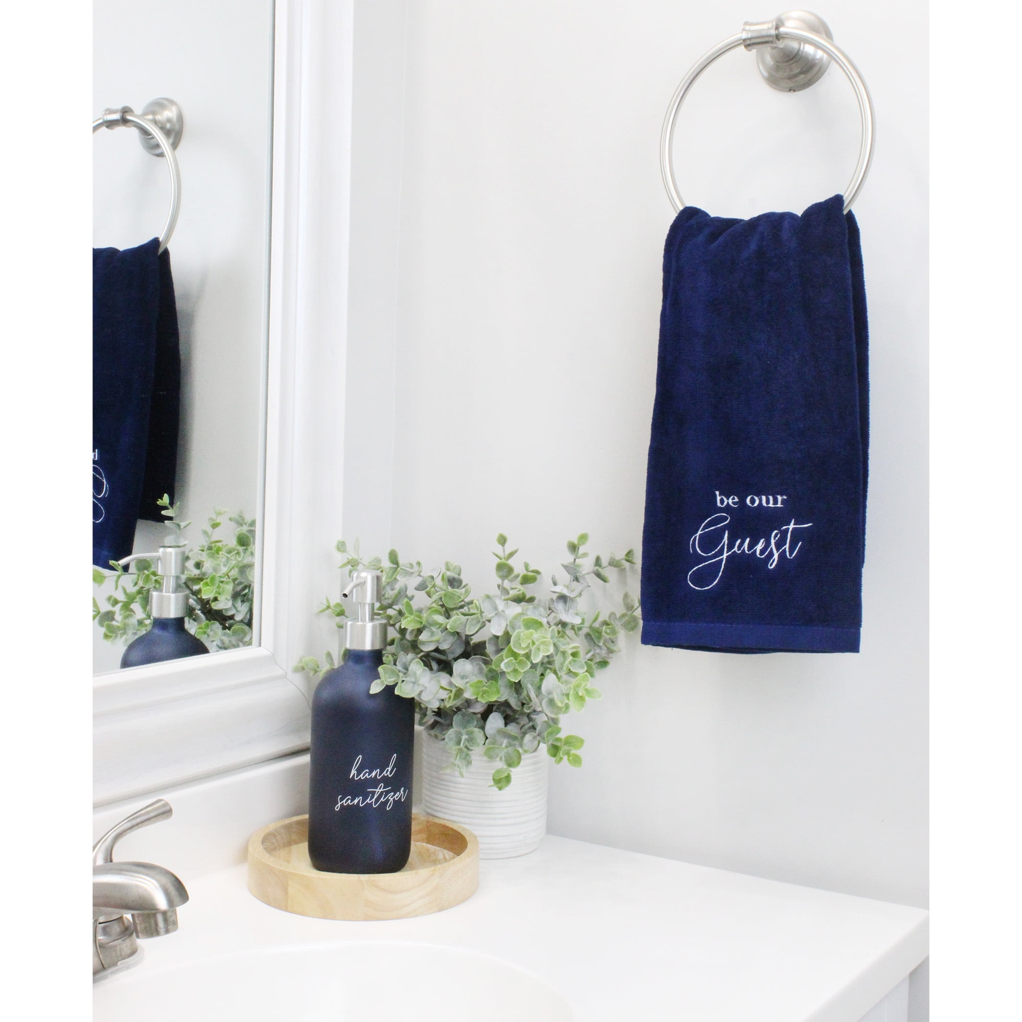 AuldHome Design Guest Towels Set of 2 Blue Be Our Guest Monogrammed Hand Towels Walmart