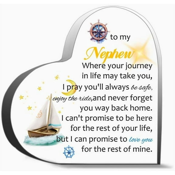Nephew Inspirational Birthday Gifts Acrylic Plaques My Boy Graduation Gift Men Christmas Appreciate Thank You Gifts For Women Men, Decoration Heart Shape Acrylic Sign Gift