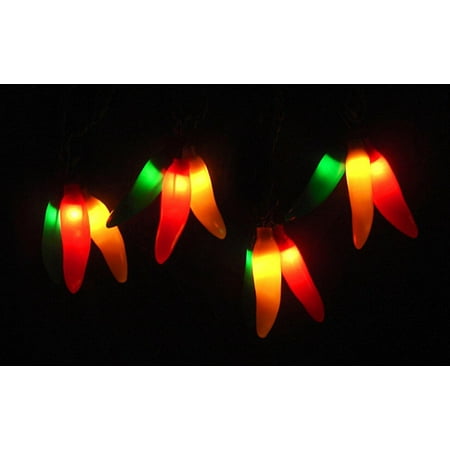 Set of 36 Red, Yellow & Green Chili Pepper Cluster Christmas Lights - Brown Wire