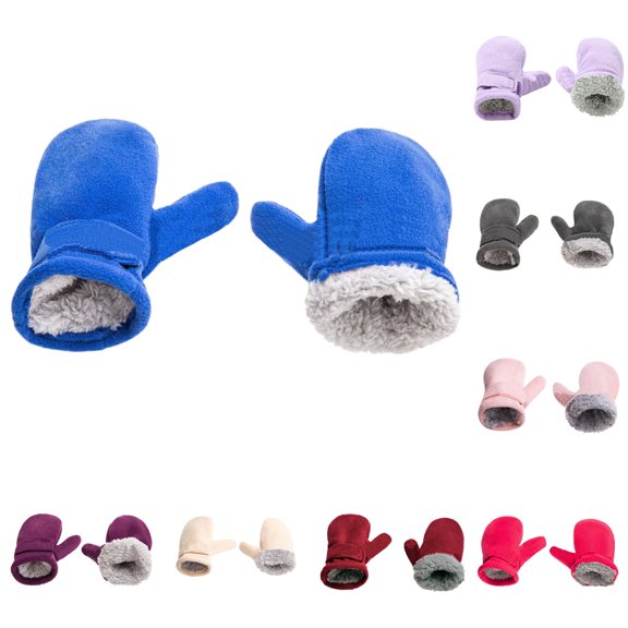QTSHPN Gloves for Women Children Mitten Soft Flannel Closure Warm Cozy Kids Outdoor Winter Fashion Accessory Blue M