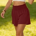 thumbnail image 6 of CHGBMOK Womens Summer Casual Shorts with Pockets Solid Elastic High Waisted Wide Leg Shorts Beach Vacation Outfits, 6 of 7