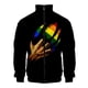 thumbnail image 3 of Chaqueta informal de manga larga con cremallera y cuello alto en 3D para hombre y mujer, con bandera del arcoíris, para lesbianas y gays, moda LGBT, 3 of 5