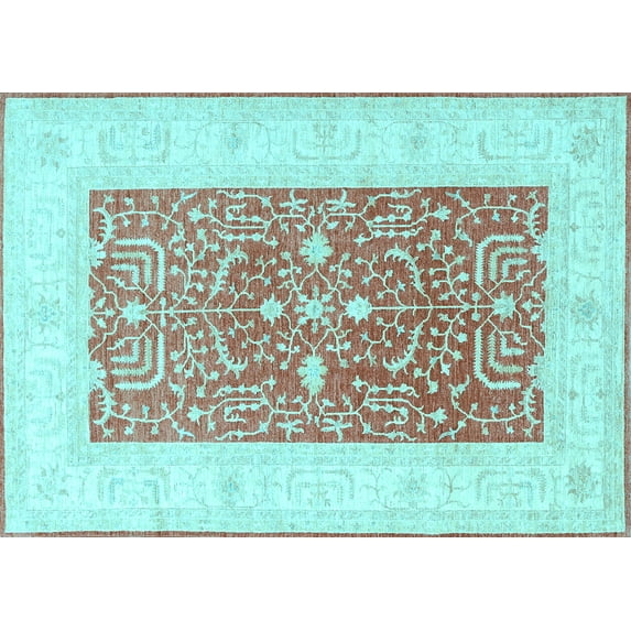 Ahgly Company Indoor Rectangle Oriental Light Blue Traditional Area Rugs, 8' x 12'