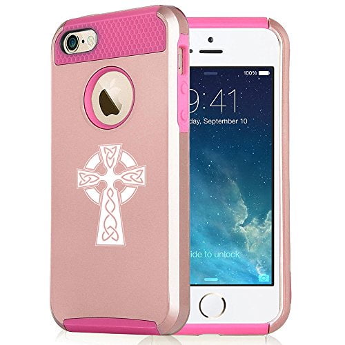 For Apple Iphone 6 Plus 6s Plus Rose Gold Shockproof Impact Hard Soft Case Cover Celtic Cross Rose Gold Hot Pink Walmart Com Walmart Com
