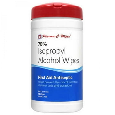 Pharma-C-Wipes 70% Isopropyl Alcohol Wipe, Antiseptic Skin Wipe, 5.6 Inches x 7 Inches, 40 Wipes per Canister, 6 Canisters