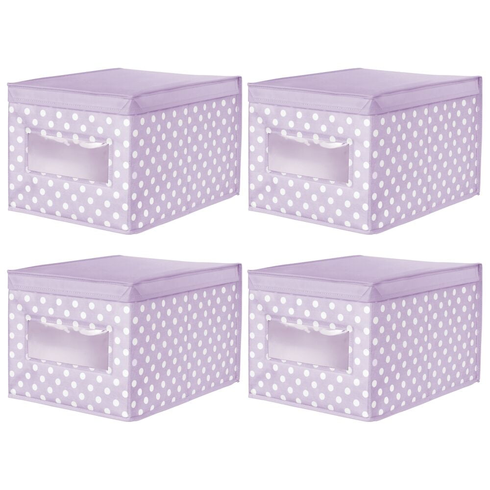 mDesign Decorative Soft Stackable Fabric Closet Storage Organizer Holder Box+Lid 