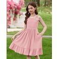 thumbnail image 3 of Arshiner Girls Summer Dress Tween Spaghetti Strap Smocked Casual Beach Sundress with Pockets, 3 of 6
