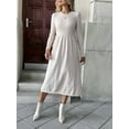 thumbnail image 3 of Elegant Apricot Ribbed Long - Sleeve Dress, 3 of 5