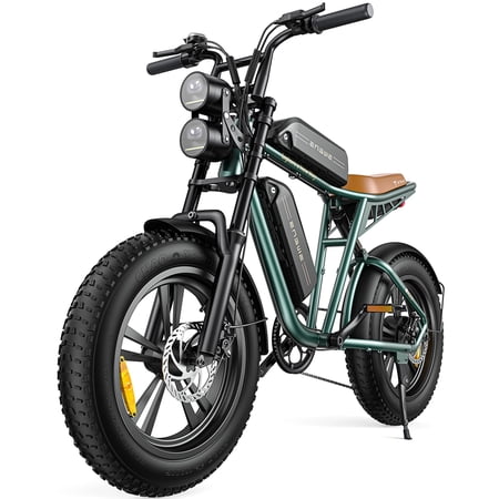 Engwe M20 Electric Bike for Adults 750W Motor 28MPH 48V 26AH Dual Battery 20*4.0 Fat Tire All Terrain Ebike Offroad Adventure Full Suspension Green