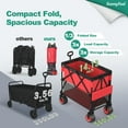 thumbnail image 3 of SUNNYFEEL Heavy Duty Collapsible Outdoor Utility Wagon Cart 500LB Capacity Adjustable Handlebar,Foldable Beach Wheels Stable Durable Oxford Fabric for Shopping Garden Camping (Red, Double Deck), 3 of 5