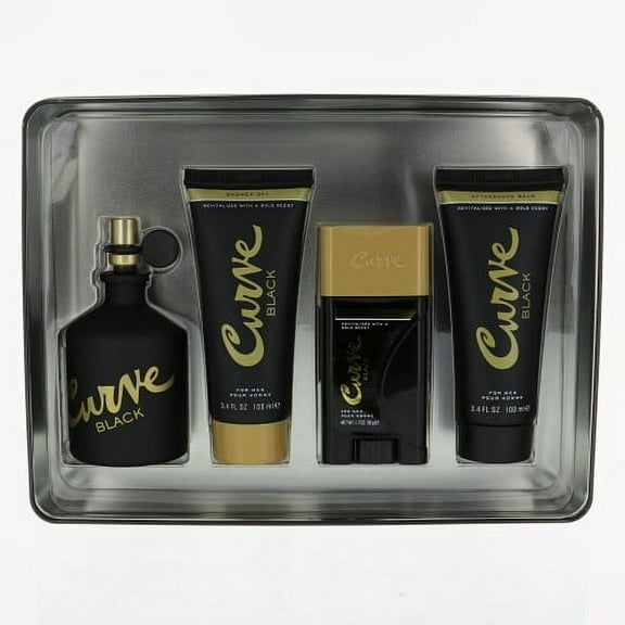 Liz Claiborne GSMCURVEBLACK4PC4.2 4.2 oz Curve Black Eau De Cologne Spray for Men - 4 Piece