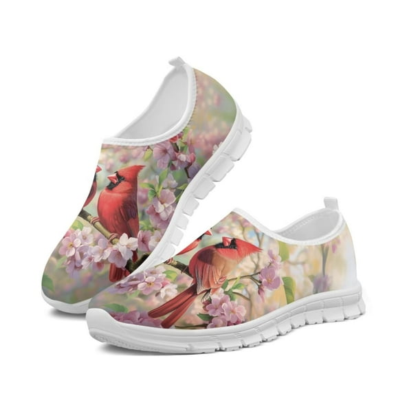 Psesaysky Flowers Birds Printed Sneakers for Girls Women Lightweight Breathable Casual Shoes Size 5.5-11.5