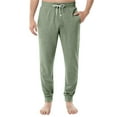 thumbnail image 2 of WTOBBY Men's Drawstring Pocket Cuffed Casual Pants Home Sleep Pants Comfortable Soft Lounge Wear Elastic Waist Men's Trousers,Light Green L, 2 of 8