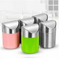 thumbnail image 2 of Small Mini Trash Can with Lid, Brushed Stainless Steel Small Tiny Mini Trash Bin Can, Mini Countertop Trash Cans for Desk Office, Swing Top Trash Bin 1.5 L/0.40 Gal, 2 of 5