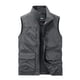 thumbnail image 3 of Ceisia Men's Relaxed Fit Multi-Pocket Utility Vest - Stand-Up Collar Zip Front Gray L Gifts, 3 of 7