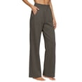 thumbnail image 3 of VBVC Women's Wide Leg Stretchy Sweatpants , Casual Elastic Waist Pants For Women, Ladies' Loose Fit Soft Trousers with Pockets, Dark Gray , S-2XL, 3 of 7