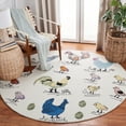 thumbnail image 2 of SAFAVIEH Novelty Gracelyn Roosters and Chicks Wool Area Rug, Ivory/Blue, 5' x 8', 2 of 10