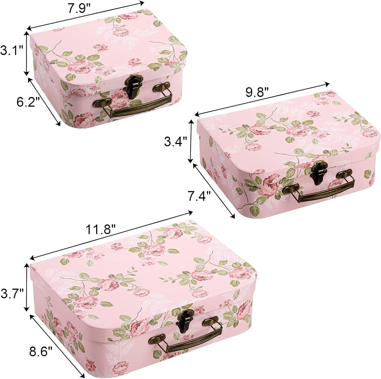 Paperboard Suitcases Storage Box Decorative Storage Boxes With Lids for Photo Storage Home Decoration, Wedding, Birthday, Anniversary