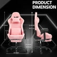 thumbnail image 3 of Pink Gaming Chair, Ergonomic Office Chair with Adjustable Backrest, Armrests and Footrest, PU Leather Desk Chair with 4.3" Seat Cushion for Adults, Teens, Boys and Girls, 3 of 7