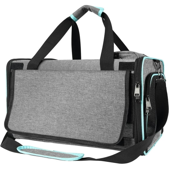 Cat Carrier Alaska Airline TSA Approved 17x11x9.5 Soft-Sided Small Pet Air Travel Carry Bag, Southwest Airplane Kitten 12lbs Crate in Cabin Under-Seat Traveling Cage Tiny Dog Under 8 Pound