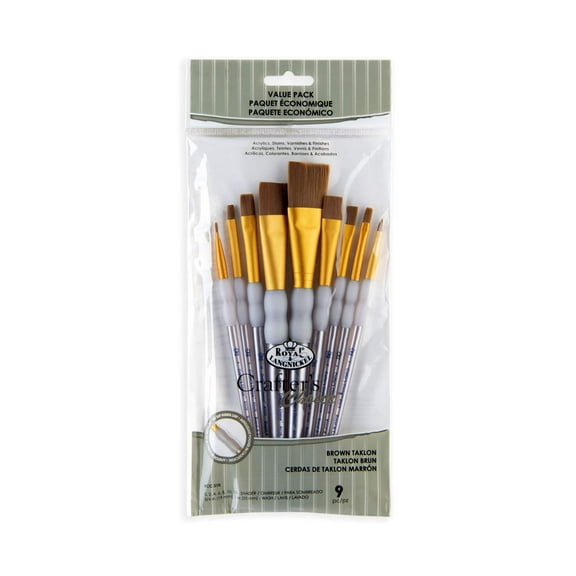 RCC 310 | Crafter's Choice™ 9pc Brown Taklon Variety Brush Set