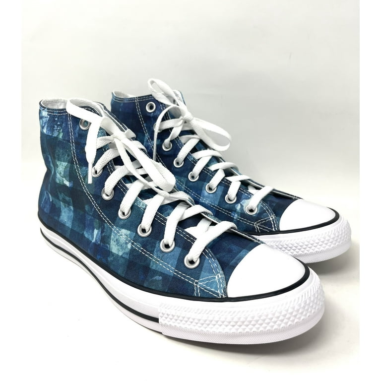Converse CTAS High Top Blue Plaid White Black Men s Sneakers Size Canvas A02382C